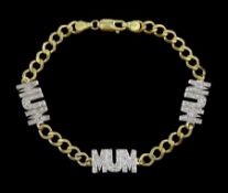 9ct gold cubic zirconia 'Mum' bracelet