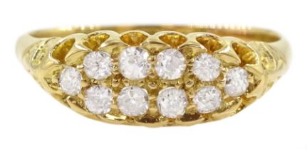 Edwardian 18ct gold two row old cut diamond ring