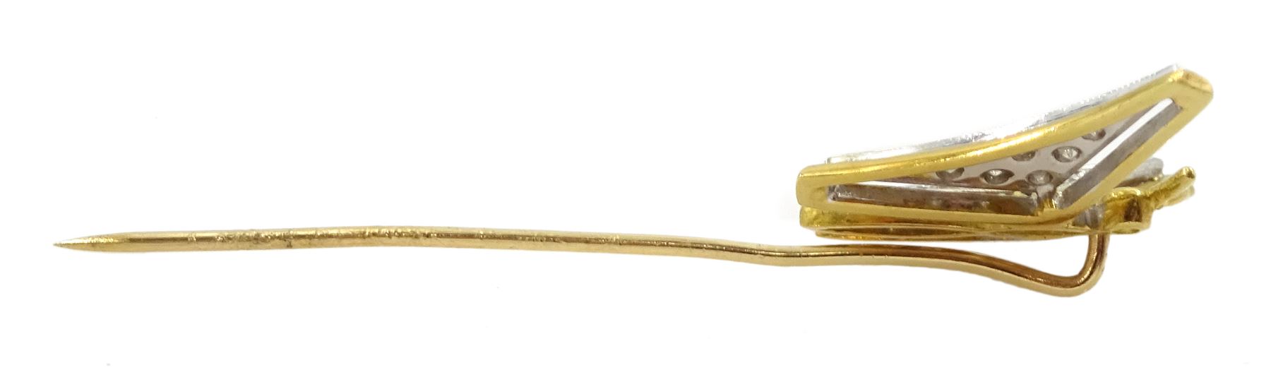 18ct white and yellow gold diamond butterfly stick pin - Image 3 of 3