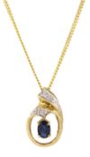 9ct gold sapphire and diamond pendant necklace
