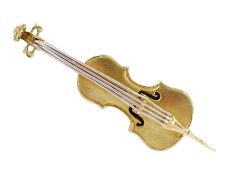 9ct yellow gold cello brooch