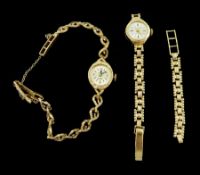 Two ladies 9ct gold manual wind wristwatches