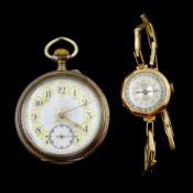 Early 20th century silver open face keyless cylinder pocket watch
