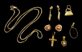9ct gold jewellery including handbag charm
