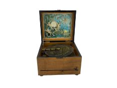 19th century walnut cased table top 'Polyphon' musical disc player