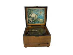 19th century walnut cased table top 'Polyphon' musical disc player