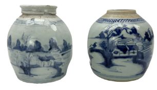 Two 19th century Chinese provincial blue and white ginger jars