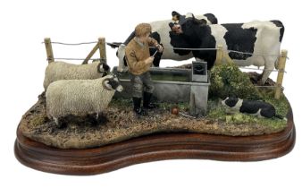 Border Fine Arts limited edition model 'Nosy Neighbours' with black and white cows 42/500 with cert