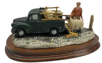 Border Fine Arts limited edition model 'To the Tup Sale' by David Walton on mahogany plinth 1044/185