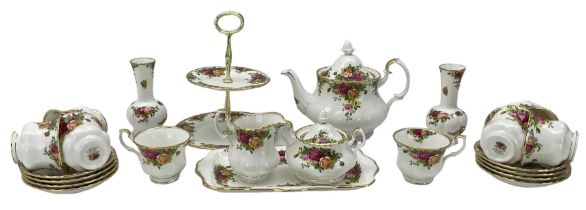 Royal Albert Old Country Roses tea set comprising eight cups and saucers
