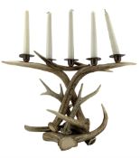Antlers / Horns: Stag Antler mounted candelabra with five copper sconces and candles