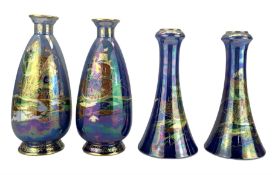 Two pairs of Crown Devon Fielding's Lustrine vases