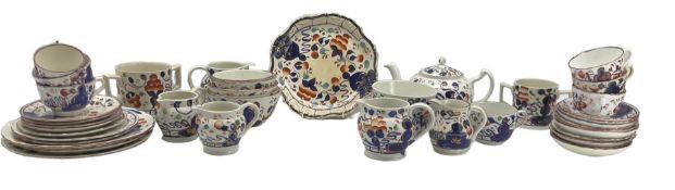 Quantity of Allertons Gaudy Welsh pattern table ware including cups and saucers