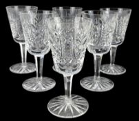 Set of six Waterford Clare pattern white wine glasses