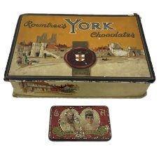 Cadbury 1902 commemorative coronation tin containing the original chocolate 8.5cm x 5cm in a Rowntre