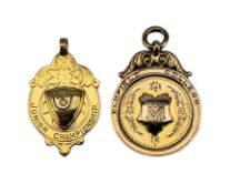 9ct gold fob awarded to F.C.Wilson 1924 and another 1926