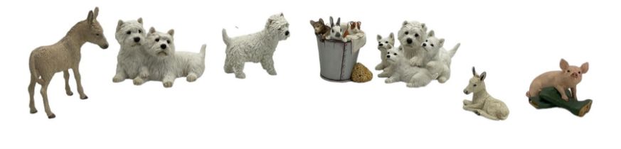 Seven Border Fine Arts figures including three of West Highland Terriers