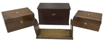 Victorian walnut sewing box with inlaid banding W27cm
