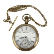 Early 20th century gold plated keyless lever pocket watch by American Watch Co