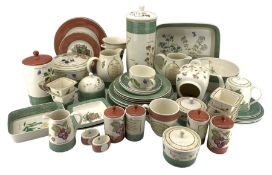 Collection of Wedgwood Sarah's Garden tableware with green border including plates
