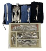 Set of Elkington plated cutlery for 12 covers with harebell terminals including table knives and for