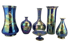 Crown Devon Fielding's Lustrine vases and footed dish