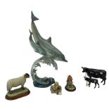 Large Country Artists sculpture of a Dolphin and Calf 03799 from the Natural World series H50cm