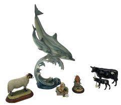 Large Country Artists sculpture of a Dolphin and Calf 03799 from the Natural World series H50cm