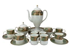 Wedgwood Samarkhand coffee set comprising eight cups and saucers