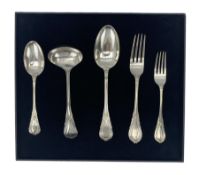 Quantity of late Victorian plated Lily pattern cutlery by John Neal comprising twelve table spoons