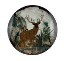 1970s feather work picture depicting a Stag in a woodland