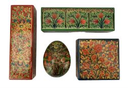 Kashmiri lacquer egg shaped box and cover