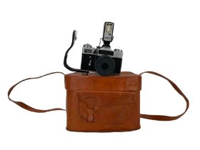 Prinzflex 500E SLR camera in custom made leather case