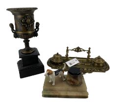 Early 20th century brass desk inkstand