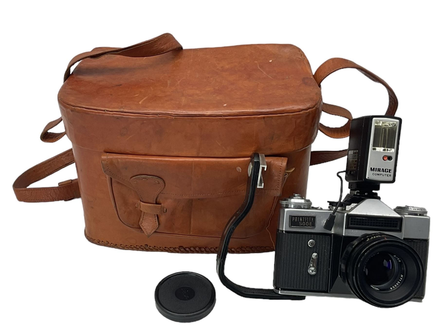 Prinzflex 500E SLR camera in custom made leather case - Image 2 of 5