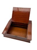 Mahogany table top writing slope with interior drawers W49cm