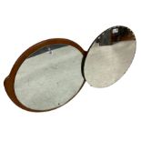 1970s teak framed wall mirror (W53cm); and a frameless wall mirror (D46cm); and a 20th century teak