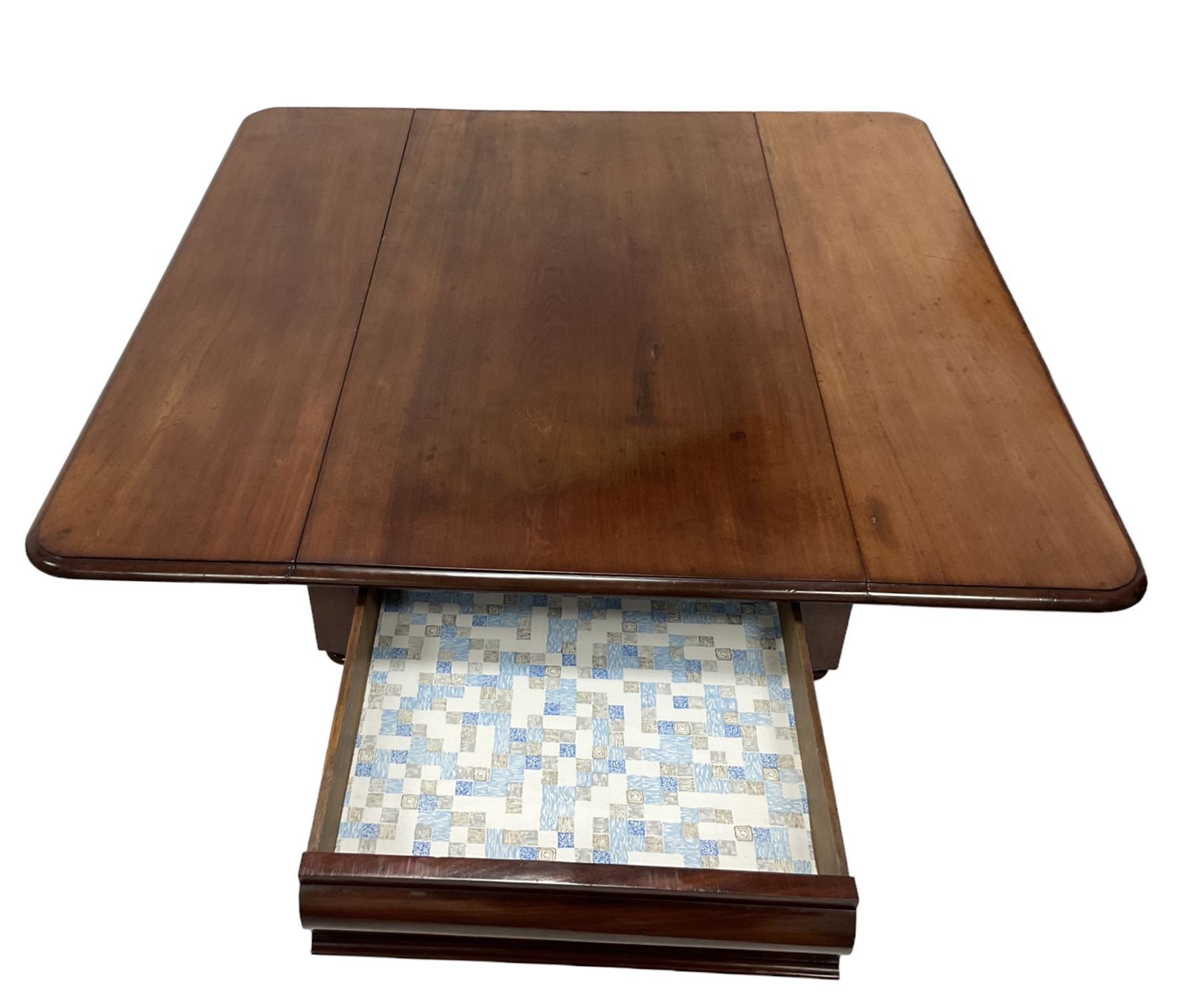 19th century mahogany rectangular drop-leaf table - Image 6 of 11