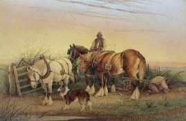 Frederick E Valter (British 1850-1930): The Plough Team at Sunset