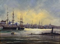 David Short (British 1940-): Estuary Scene with Fishing Vessels