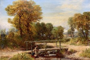 Charles Thomas Burt (British 1823-1902): Figures Fishing in a Country Stream