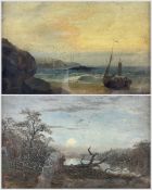 T Griffiths (British 19th century): Figures by Moonlit Lake