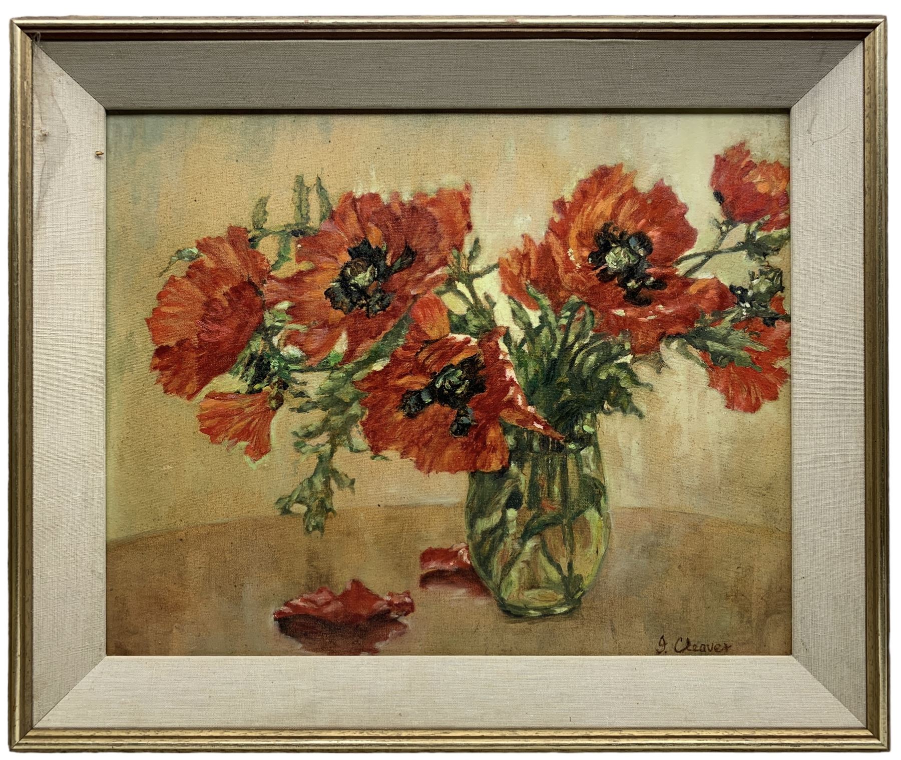 Cleaver (British Mid-20th century): Still Life of Poppies in a Vase - Image 2 of 4
