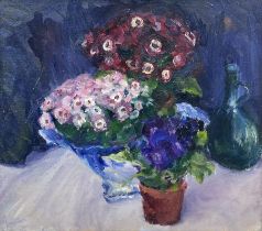 Donaldson (British 20th century): Still Life of Pansies on a Ledge