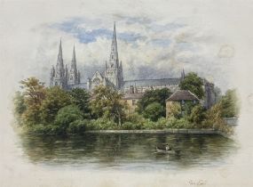 George Fall (British 1845-1925): Lichfield Cathedral from the South-East