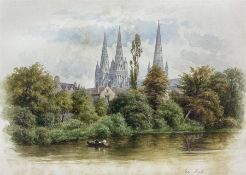 George Fall (British 1845-1925): Lichfield Cathedral from the South-West