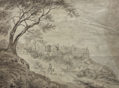Attrib. Julius Schnorr von Carolsfeld (German 1794-1872): Cappricio Landscape with Acropolis and Fig