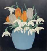 John Hall Thorpe (British 1874-1947): Crocuses and Snowdrops in a Blue Vase