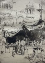 Ernest Stephen Lumsden (British 1883-1948): Market Stall and Temple Scene