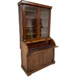 Victorian mahogany cylinder front bureau bookcase